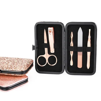 High Quality Rose Gold 5 piece Manicure Pedicure Set Professional For Nail beauty trimming