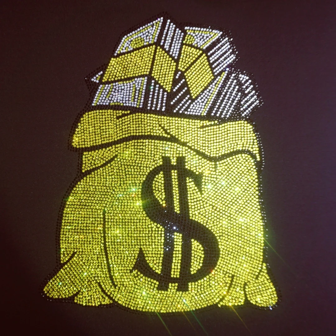 crystal Skull bone Rhinestone Transfer Hotfix Iron-on Motif Applique diamond rhinestone heat transfer for men hoodie
