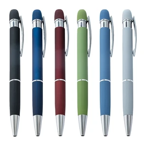 Matte Rubber Paint Push Sports Metal Body Ballpoint with Engraved Custom Logo for Office Student Stationery and Advertising Gift