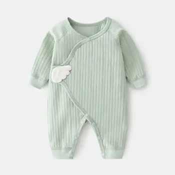 Baby jumpsuit long-sleeved newborn butterfly suit spring and summer boneless four-grade cotton-padded clothes for boys and girls