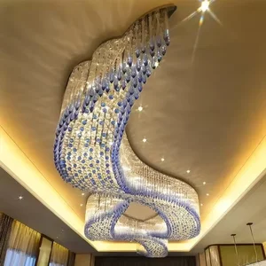 Hotel Project Pendant Light Banquet Hall Villa Large Fancy Crystal Custom Ceiling Chandelier Lighting