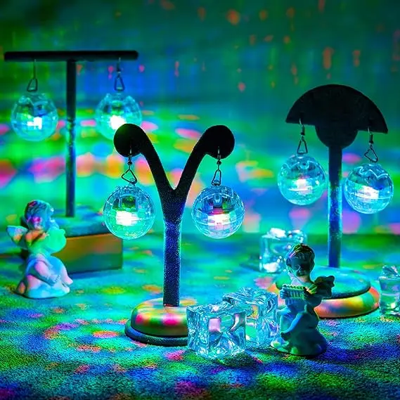 Led Light Up Disco Round Ball Earrings Led Flashing Christmas Mini