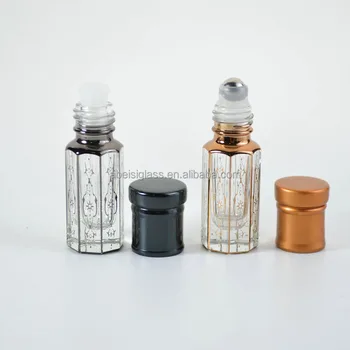 Wholesale empty 3ml 6ml 12ml octagon glass attar oil bottle with stick or metal roller ball
