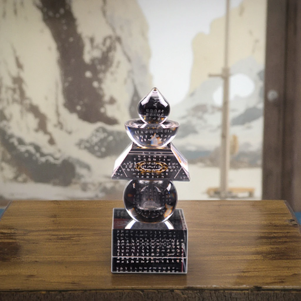 すべての仏陀秘心全身遺物宝箱塔 6×6 カラフルクリスタル五輪塔仏塔 高