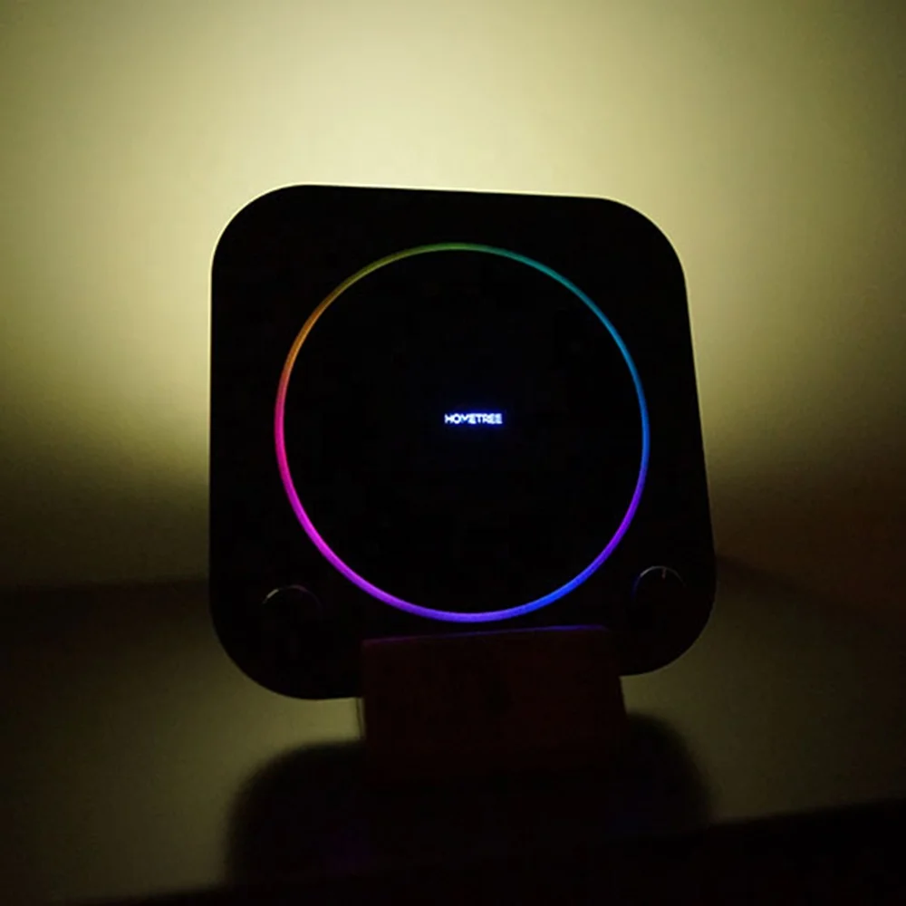Drop Shipping High Sound Quality Mini Portable CD Player Round Smart Rgb Led Light Wireless Charger Music Speaker