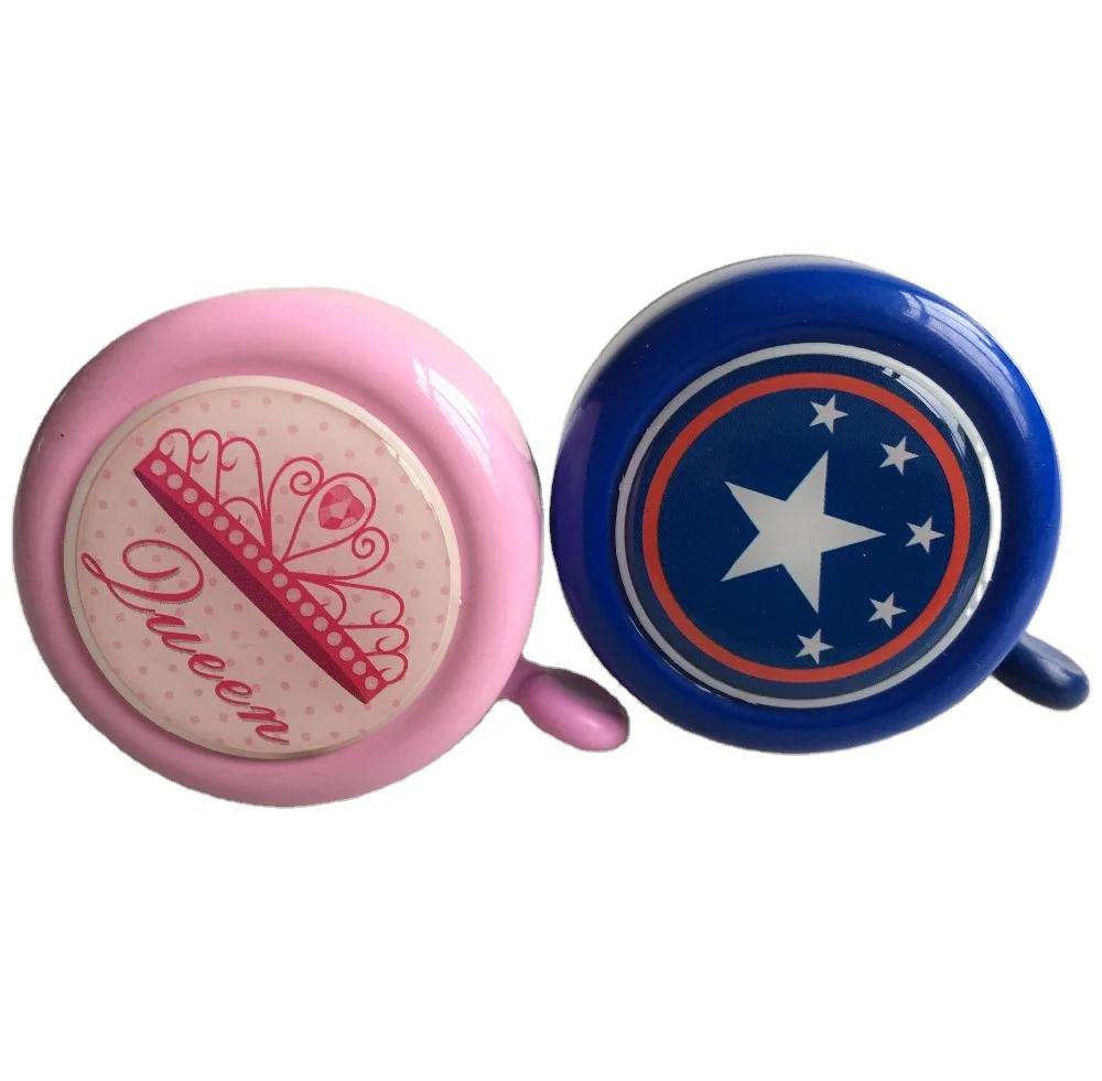 Bike Ring Bell Cheap Custom Design Logo Cartoon Pattern Marvel 56MM Kids City Bike Steel Plastic Epoxy Sticker Bicycle Bell