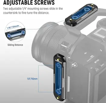 NEEWER 2 Pack Mini NATO Rail Set, 2.4"/60mm & 3"/75mm QR NATO Rail With Safety Pins, 1/4" Screws for NATO Clamp Top Handle Side detail image