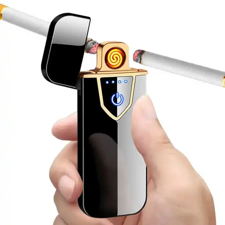 battery powered cigarette lighter New Modern USB Rechargeable Smart Touch Screen Portable Zinc Alloy Heat  Coil Electronic Cigarette Lighter 220mAh Battery