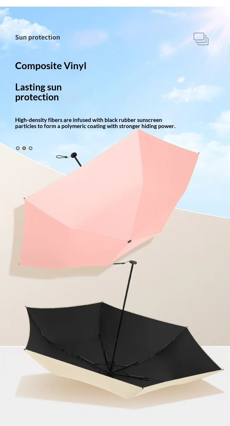 Umbrella Ultra Light Carbon Fiber Triple Fold Sunny Umbrella Sun Umbrella Black Rubber Umbrella Corporate Logo Customization preview 3