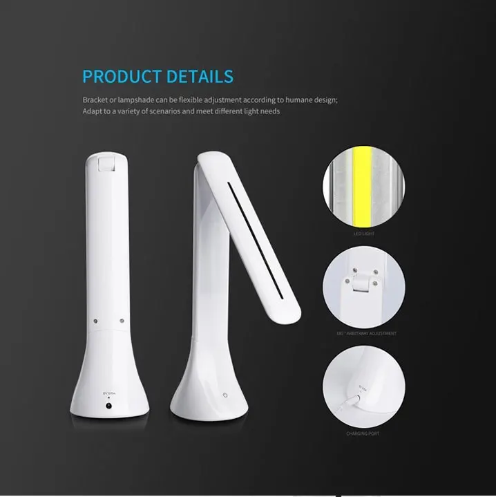 3 Modes Adjust Usb Charging LED Folding Table Reading Lamp With USB Port White Light