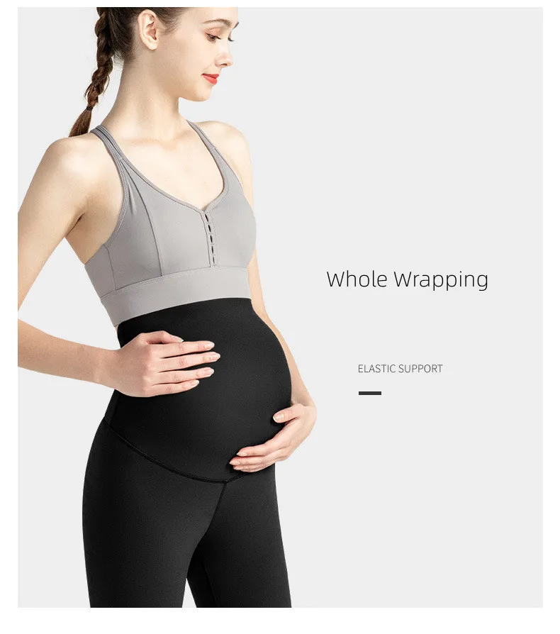 Women's Compression Maternity Workout Leggings Over The Belly Pregnancy