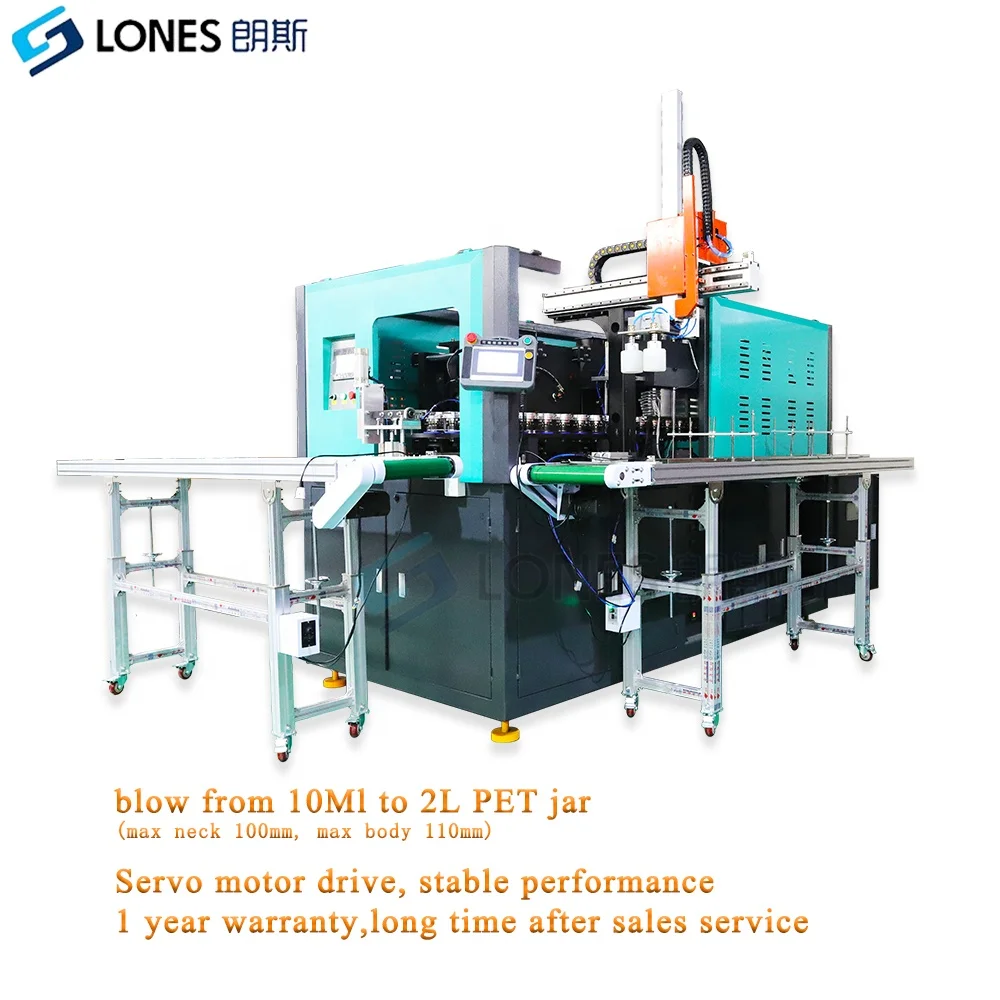 LS-A2 Fully Automatic PET Jar Blowing Machine 10ML-2L Big Mouth Jar Can Bottle Maker 2000BPH Preform Loader PLC Core PP