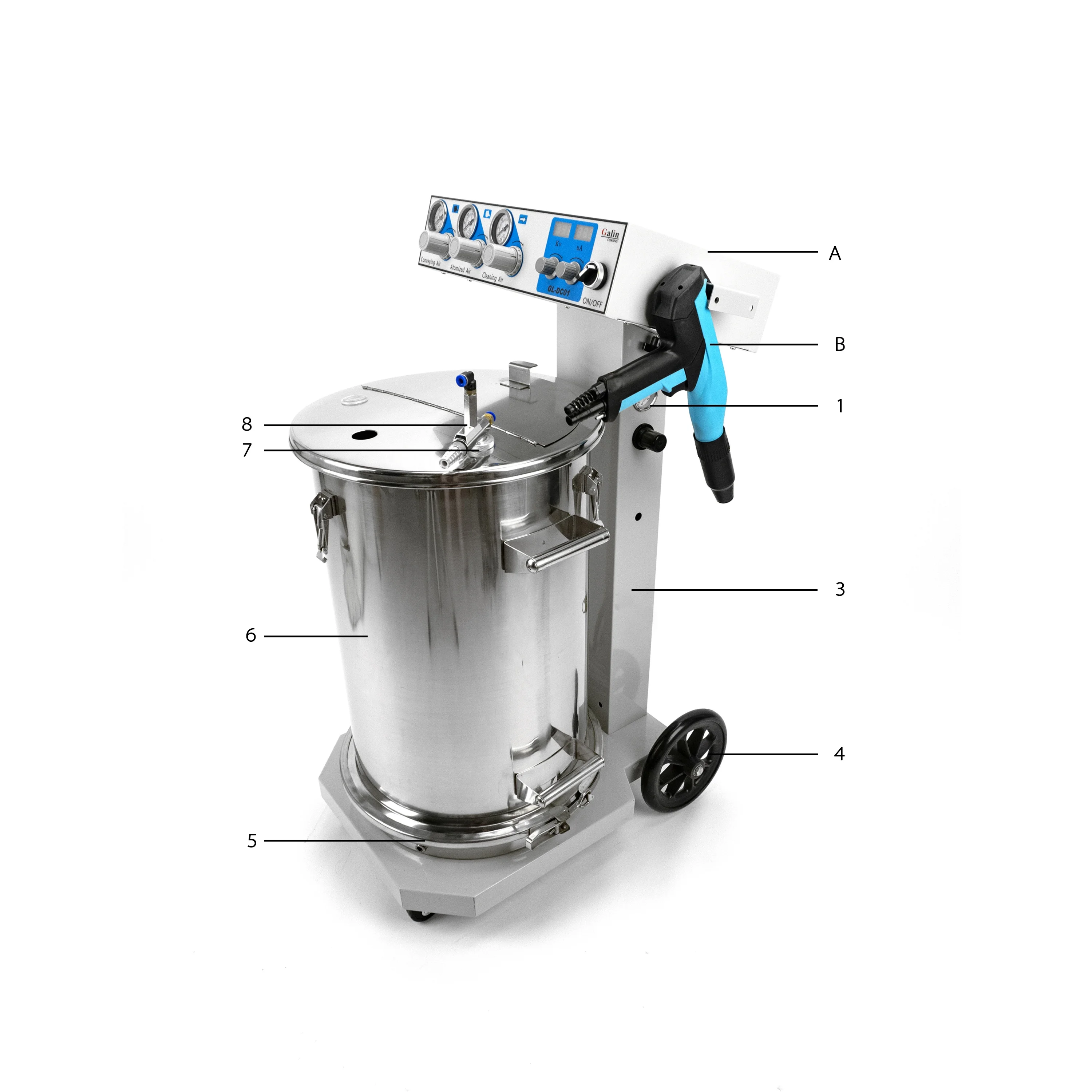 Galin DC01 New Efficiency Powder Coating Machine With Powder Spraying Gun