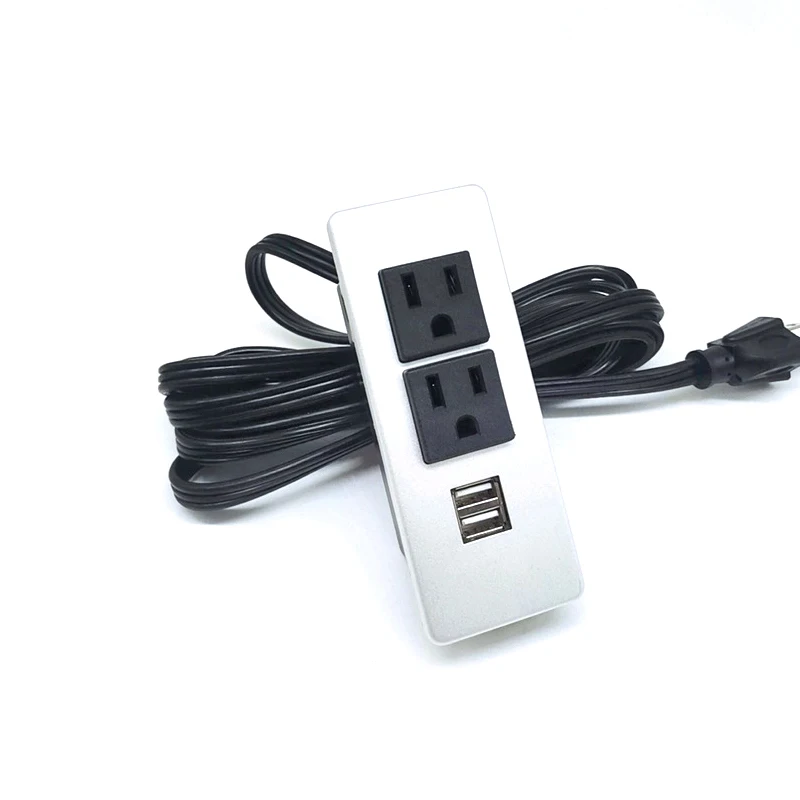 Recessed Mounted American Embedded 2Ac Outlets Desktop Socket 2 USB Charger Furniture Power Sockets for Sofa