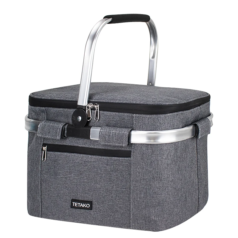 Outdoor Folding Insulated Thermal Food Storage Lunch Tote Bag Picnic Ice Cooler Basket