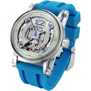 Custom Logo Fashion Hollow Hangzhou Mechanical Watch Luxury Stainless Steel K9 Crystal Mirror Space Men's Luminous Watches