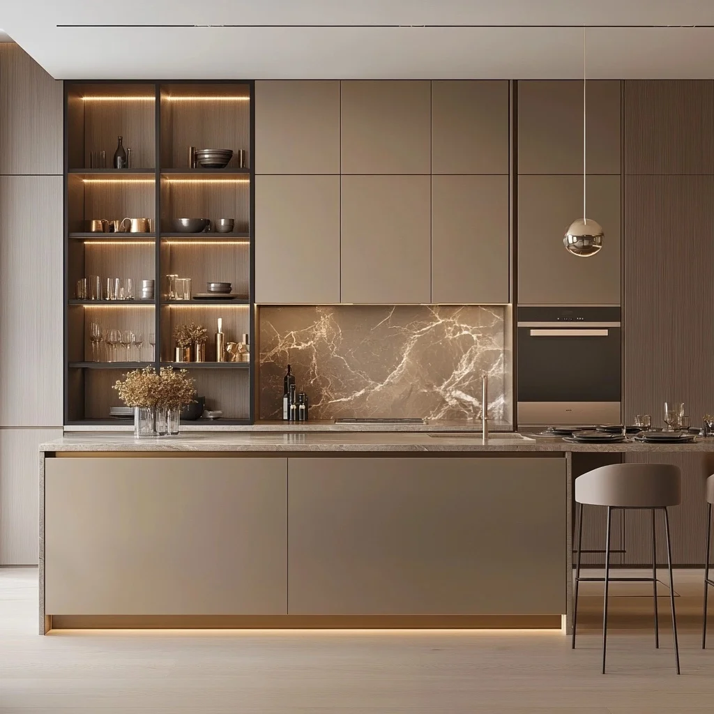 Modern Style Custom Kitchen Cabinet Set High Gloss Folding Wood with ...