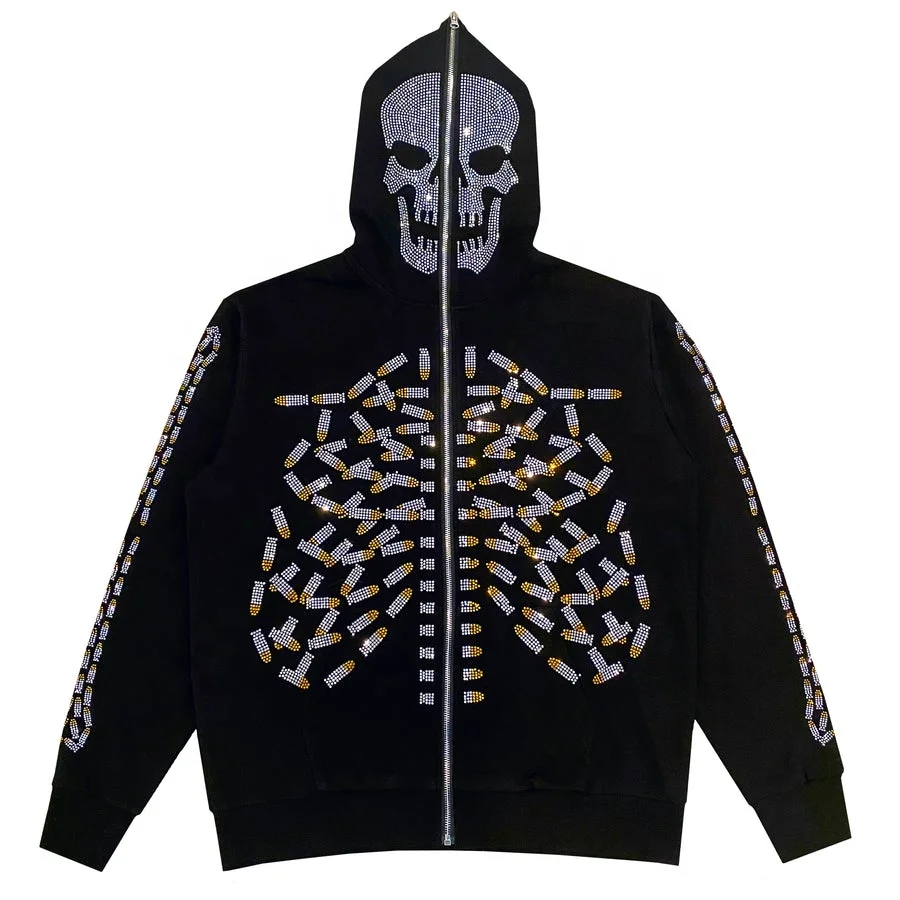 Custom Fleece Rhinestone Men's Hoodies & Sweatshirts Jackets Full Body