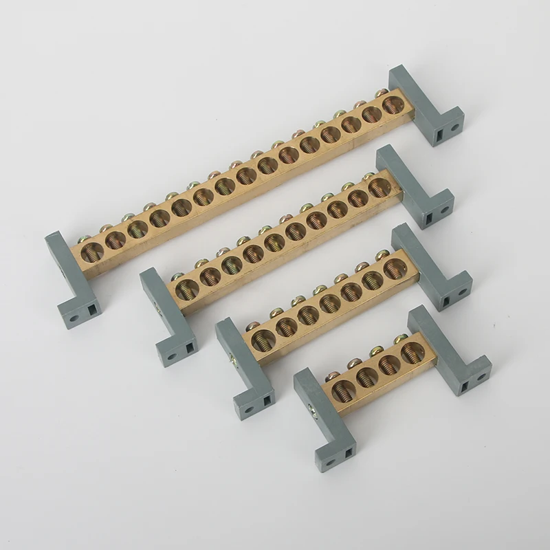 Zero Ground Copper  with 7-Type Bridge and Screw Earth Brass Terminal Block  Zero Line Brass Terminal Bar for Distribution Box