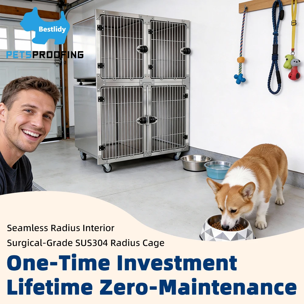 Professional Novelty Designed Stainless Steel 304 Puppy Large Dog Kennel Cage Bank Pet Dog Cages Modular Crates Pet Cage