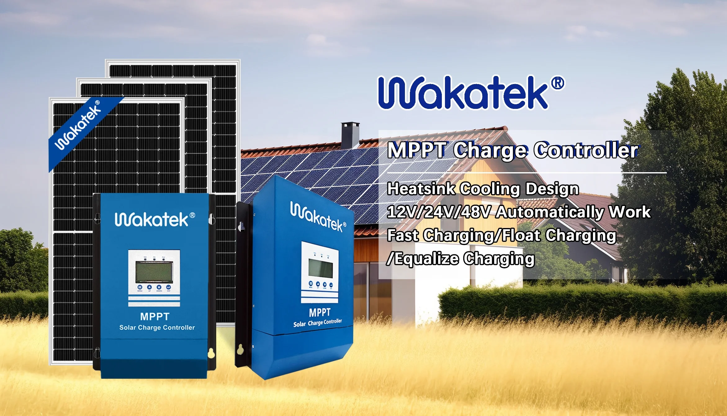 WAKATEK  MPPT Solar Charge  Controller 60a 100a 120a Ac Dc Hybrid Solar Charge Controller