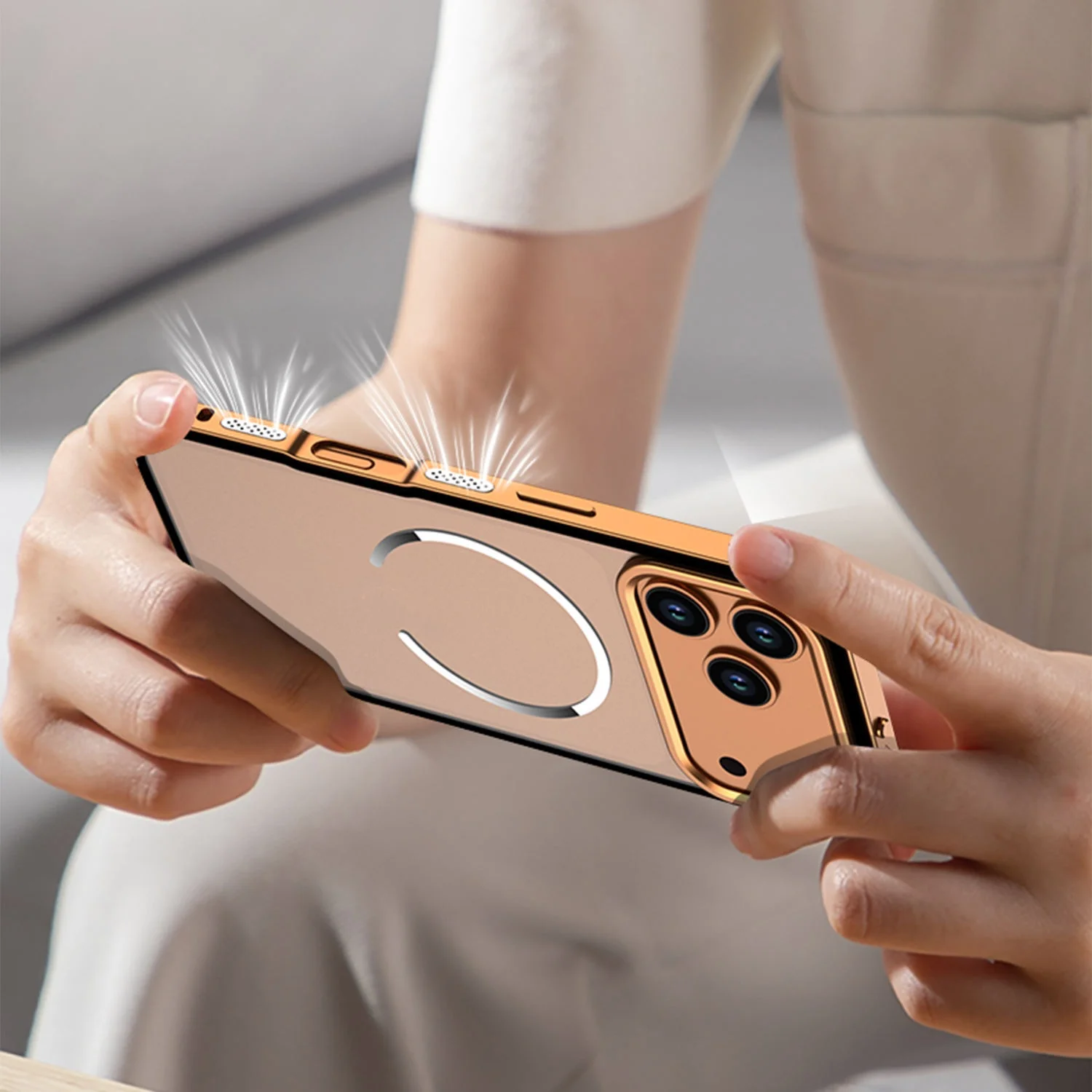 product laudtec high quality aluminum metal frame protective phone case hot selling accessories for iphone 17pro max mobile phone cover-5