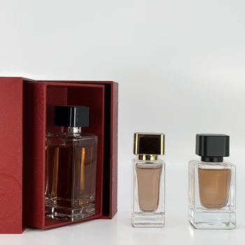 Square Glass Perfume Bottle 30ml 50ml 100ml Thick Bottom With Black Golden Caps And Precision Sprayer Perfume Container