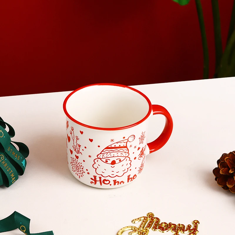 Wholesale Luxury Ceramic Christmas Coffee Mug Set Custom Creative Light Luxury Dishwasher Safe Perfect Christmas Gift Cup factory
