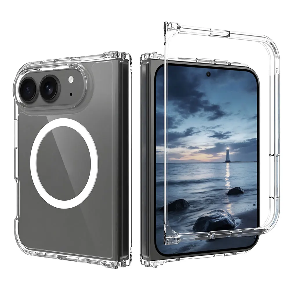 OEM New Durable Magnetic Transparent Ultra-thin Foldable case with Hard PC Back for iPhone 18 Fold Scratch-resistant Anti-yellow