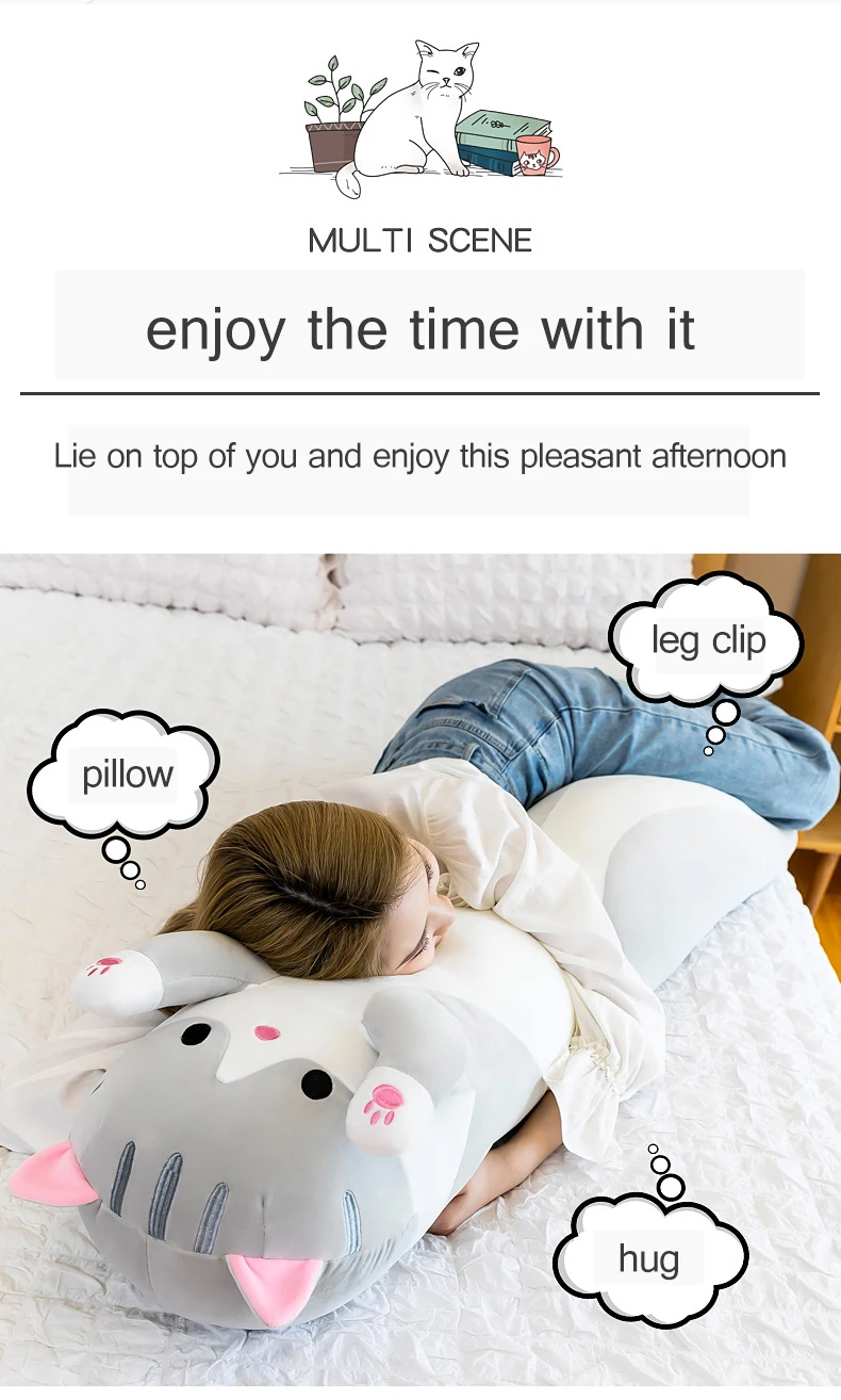 Long Cat Plush Body Pillow 20 Cute Cat Stuffed Animals Soft Plushies