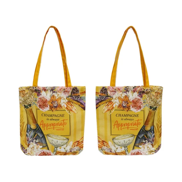Wholesale Yellow Champagne Portable Polyester Tote Bags High-Quality and High-Capacity Tote Bags