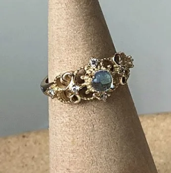 2019 antique vintage jewelry 925 sterling silver 14k gold plated moonstone cz ring for young