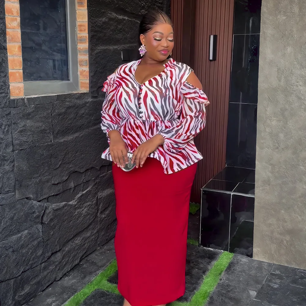 casual african dresses for women African Dresses For Women Bell Sleeve Print Casual Dress Elegant Nigerian Bodycon Pencil Attire