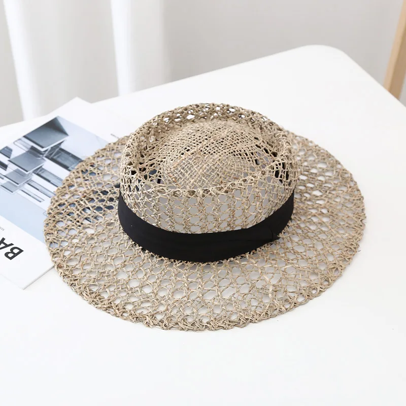 New Summer Women Wide Brim Seagrass Straw Hat Fashion Lady
