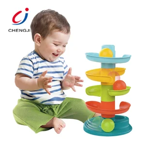 Educational Baby Toys Rotating Tower Rolling Ball Baby Rolling Ball Game Infant DIY Assembly Slide Balls Rolling Track Toy