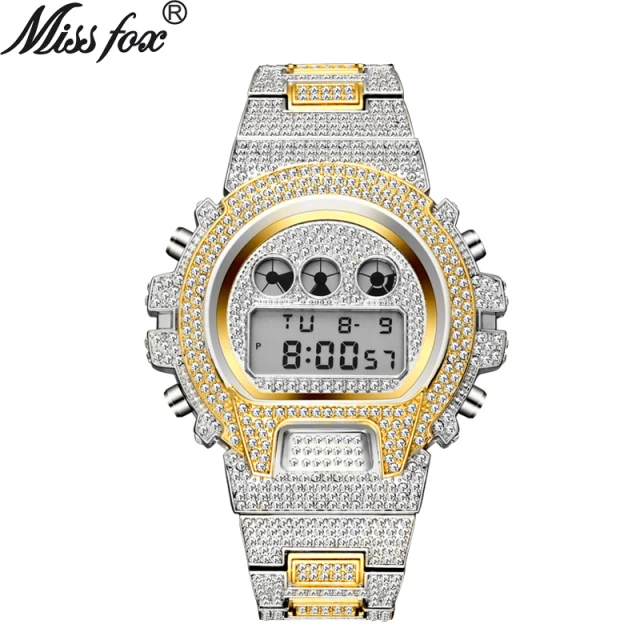 Miss Fox V304 Luxury Mens Bling Digital Watch - Iced Out Hip Hop 