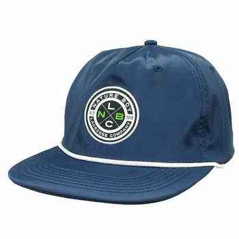 Custom OEM Design Logo Unstructured 100% Nylon Snapback Cap Hat With Rope Flat-brim hat