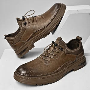 2026 New Luxury Business Men Shoes Handmade Genuine Leather Height Increasing Casual Dress Shoes for Autumn & All Seasons