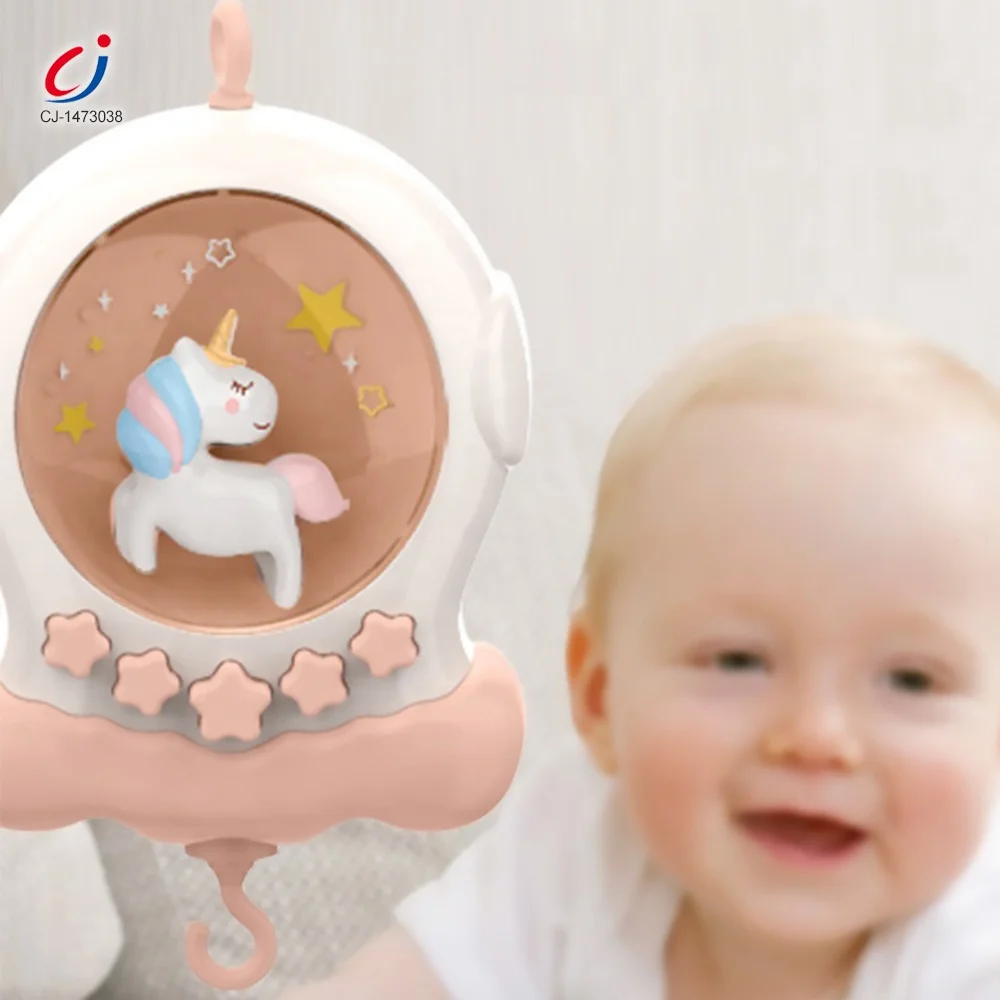 Infant plastic bed bell sleeping soothing crib toy musical baby mobile hanging
