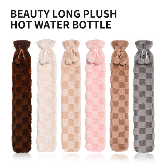 Classic Long Winter Hot Water Bottle Durable Portable Hand Warming Bag with Cover Natural Rubber Fluff for Home Use
