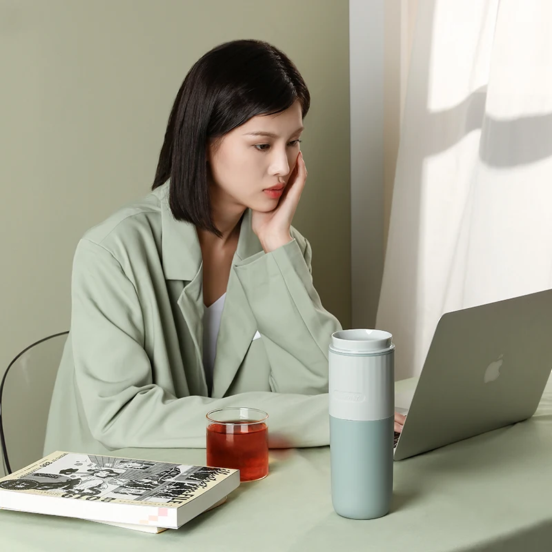 Vitamer 400ml Portable Self Smart Trip Electric Heating Cup Temperature for Traveling or Business PC Water Bottles Modern Round