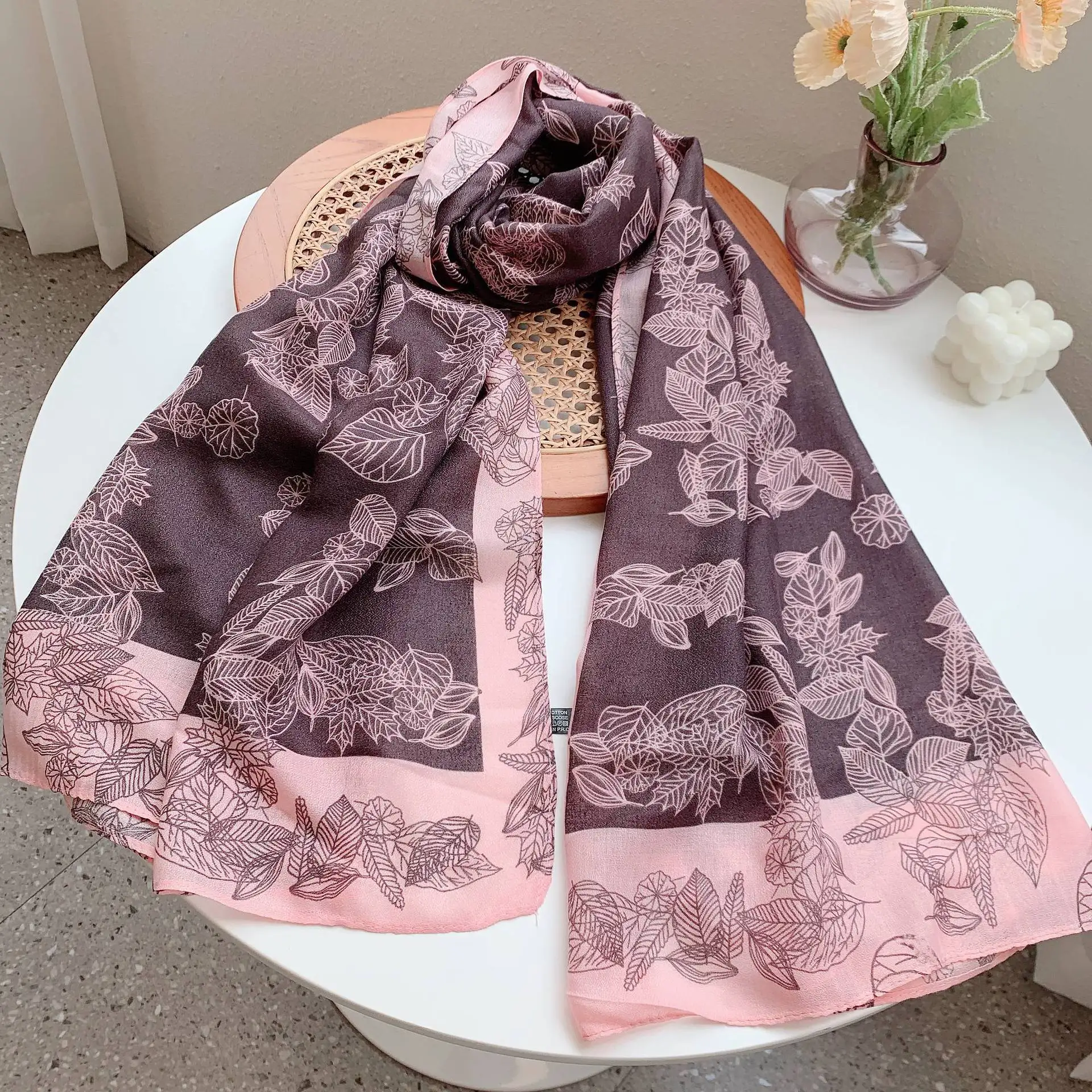 Женский шарф с принтом шарфы в этническом стиле шали для женщин платки из хлопка и льна Длинные