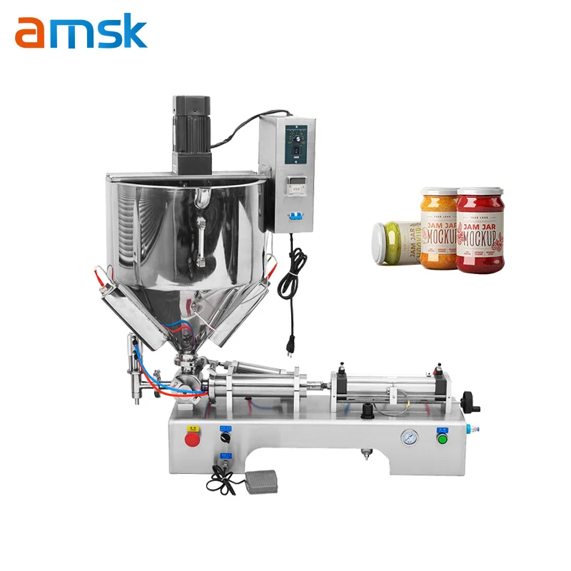 Y Hopper Single Nozzle Automatic Cosmetic Yogurt Butter Cream Paste Filling Machine With Heating and Stirring Function