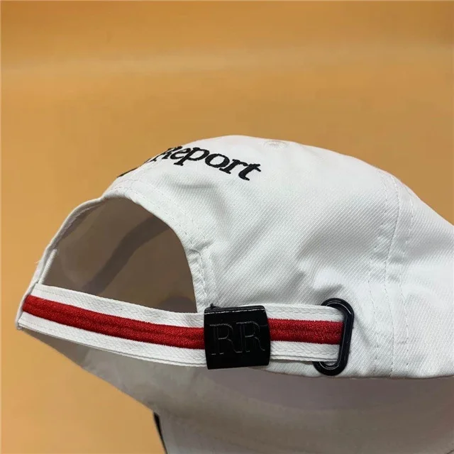 Embossed Metal White Robb Report 3D Embroidery Baseball Cap in Bulk