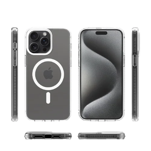 New Magnetic Case For iphone 15 pro Transparent TPU PC Cover Phone Case For iPhone 15 Plus Fundas para Celulares