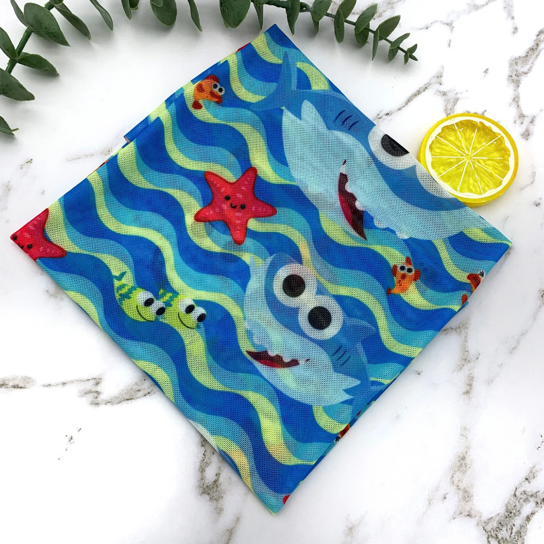 Цифровая печать мультяшный узор полиэстер сетка глаз спандекс эластичная Тюль сетчатая