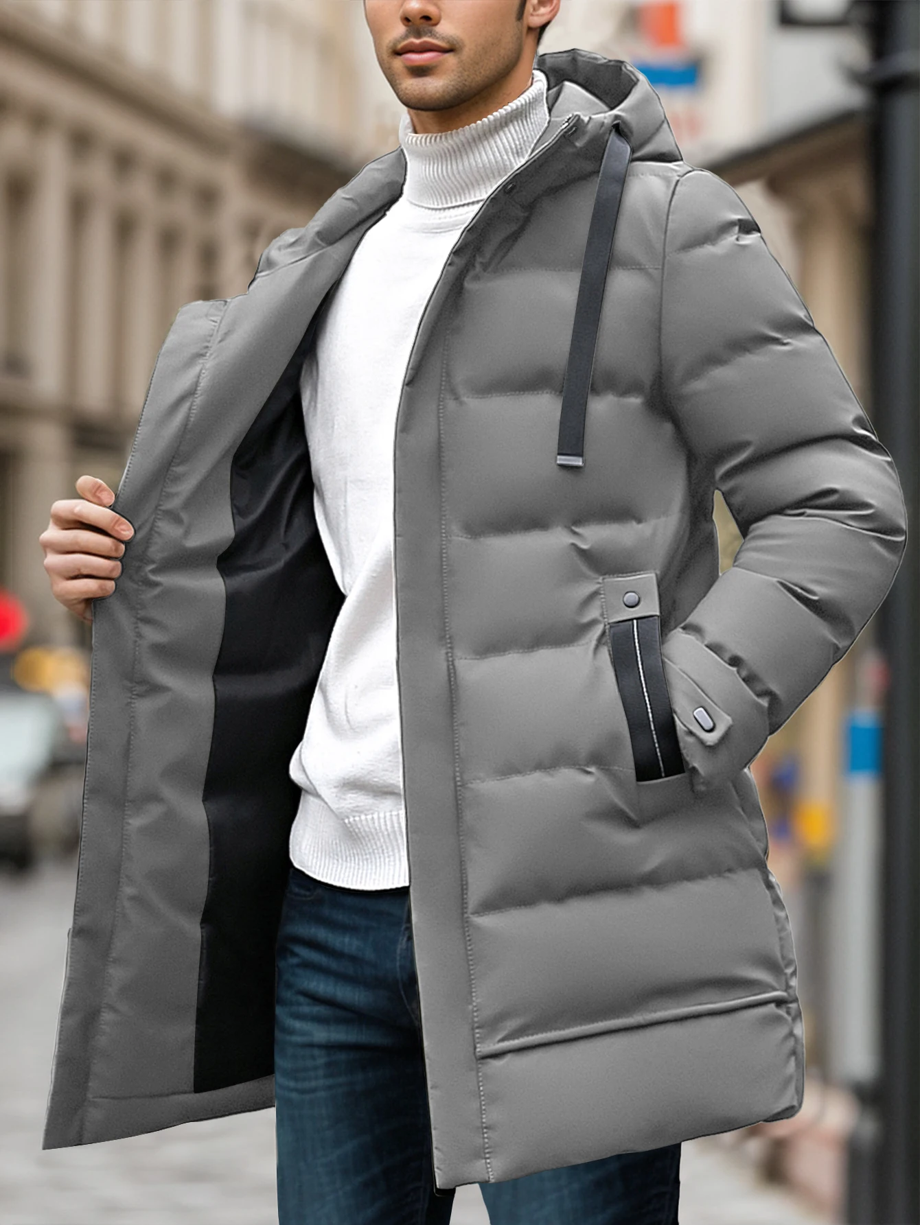 Men's Long Winter Coats - Warm, Water Resistant Puffy Hooded Men's Long Winter Coats - Warm, Water Resistant Puffy Hooded