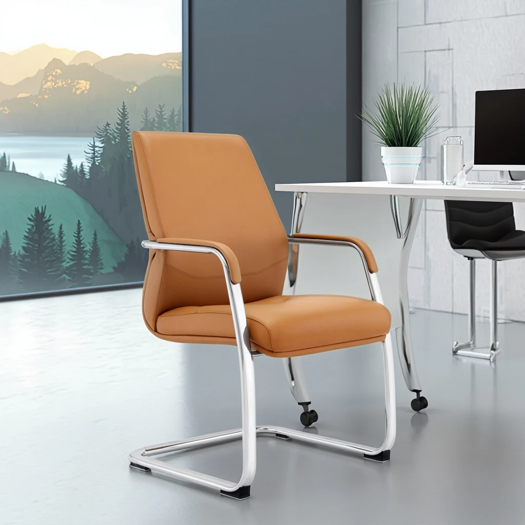 Modern Chrome Frame Guest Chair Removable Seat Cushion Compact Office Solution 5