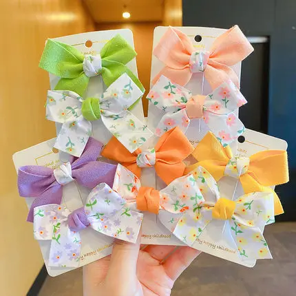 Baby Bow Hair Clip Bangs Lovely Girl Cloth Art Card Hairpin