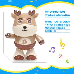 Электронные игрушки с мультяшным оленем танцующие милые животных музыкой и подсветкой для мальчиков